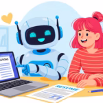 Cartoon image of someone sitting with robot