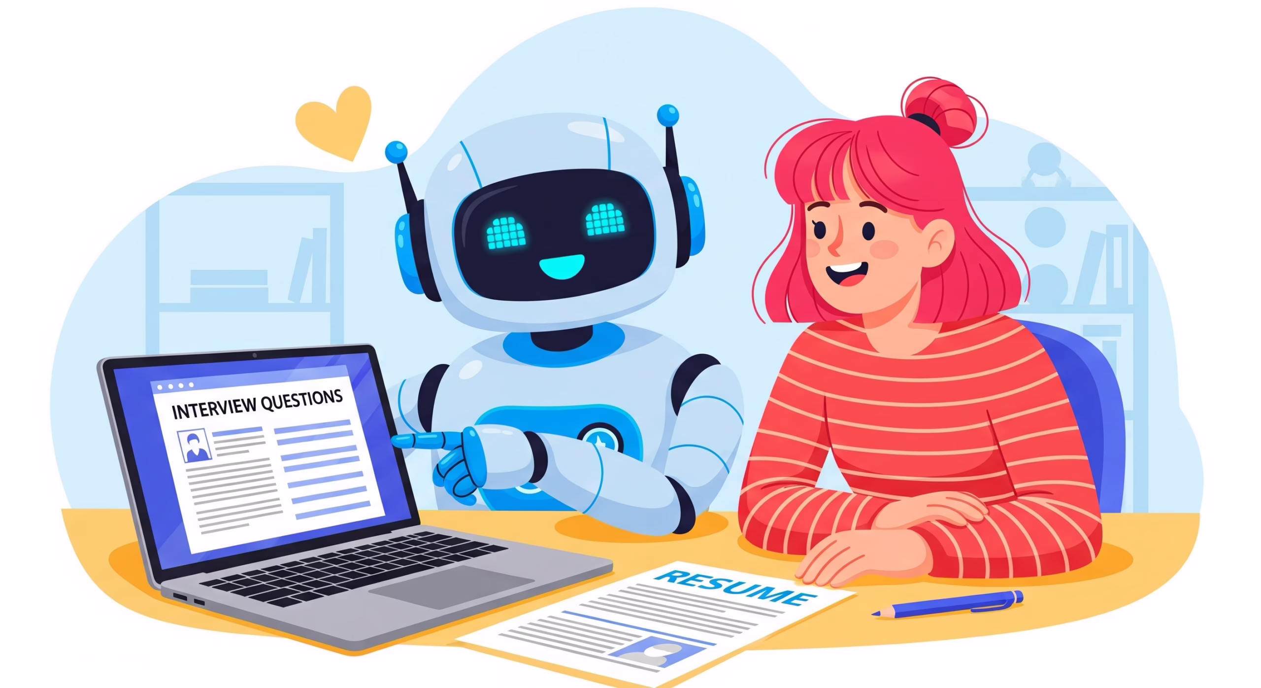 Cartoon image of someone sitting with robot