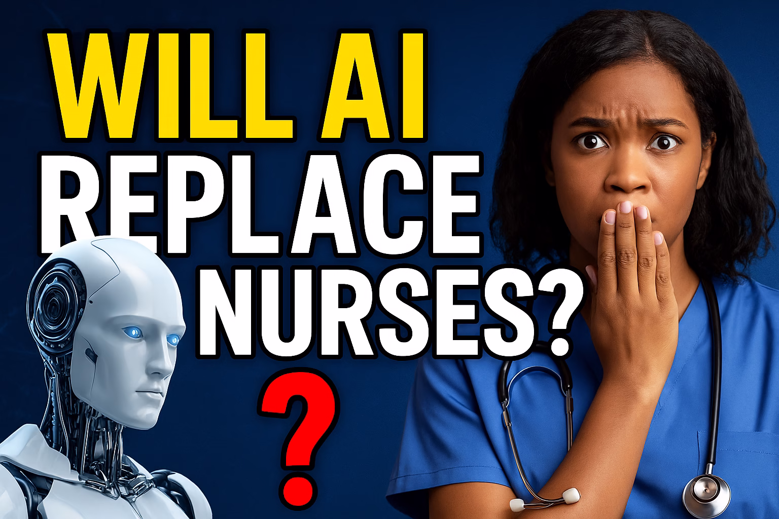 image showing text 'will AI replace nurses?'